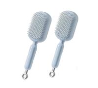 Self-Cleaning Retractable Hairbrush - Anti-Static Massage Comb with Ergonomic Handle, One-pull Clean for All Hair Types & Wigs (Blue-2pcs)
