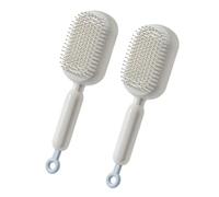 Self-Cleaning Retractable Hairbrush - Anti-Static Massage Comb with Ergonomic Handle, One-pull Clean for All Hair Types & Wigs (White-2pcs)