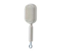 Self-Cleaning Retractable Hairbrush - Anti-Static Massage Comb with Ergonomic Handle, One-pull Clean for All Hair Types & Wigs (White)