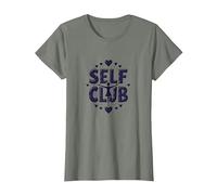 Self Club: Diseño empoderador para entusiastas del Amor Propio Camiseta, Mujer, Verde Militar Jaspeado, S