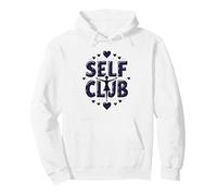 Self Club: Diseño empoderador para entusiastas del Amor Propio Sudadera con Capucha, Unisex para Adultos, Blanco, XL