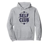 Self Club: Diseño empoderador para entusiastas del Amor Propio Sudadera con Capucha, Unisex para Adultos, Gris Jaspeado, M