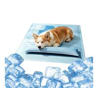 Self Cooling Pet Mat - Gel Pad With Ergonomic Neck Pillow For Cats Dogs | Ice Silk Breathable Fabric With Non Slip Base | For Crate Car Sofa Floor, Scratch Resistant Washable, Pressure Activated No Wa