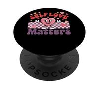 Self Love Matters - Diseño Motivacional de corazón PopSockets PopGrip Adhesivo