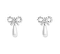 Self Portrait - Crystal Bow Pearl Earrings - Accessories - Mujer - Blanco - ONE SIZE -