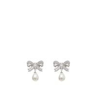 Self Portrait - Crystal Bow Pearl Earrings - Accessories - Mujer - Gris - ONE SIZE -