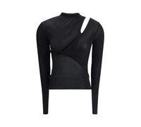 Self Portrait- Cut-Out Viscose Knit Top- Tops- Mujer- Negro- XS- Cut-Out Viscose Knit Top