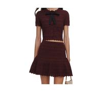 Self Portrait - Falda de punto calado - Skirts - Mujer - Rojo - S -
