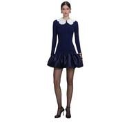 Self Portrait- Knit Taffeta Mini Dress- Dresses- Mujer- Azul- M- Knit Taffeta Mini Dress