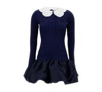 Self Portrait - Knit Taffeta Mini Dress - Dresses - Mujer - Azul - XS -
