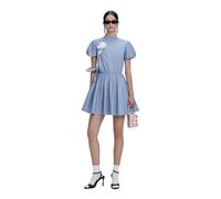 Self Portrait- Mini Vestido de Algodón con Lazo Lateral- Dresses- Mujer- Azul- M- Mini Vestido de Algodón con Lazo Lateral