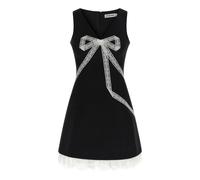 Self Portrait - Mini Vestido de Fiesta con Lazo y Encaje de Crepé - Dresses - Mujer - Negro - S -