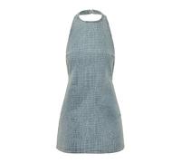 Self Portrait - Mini vestido denim con efecto cocodrilo y pedrería - Dresses - Mujer - Azul - XS -