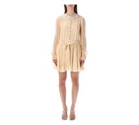 Self Portrait- Mini vestido plisado- Dresses- Mujer- Beige- S- Mini vestido plisado