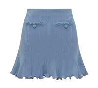 Self Portrait- Pearl Trim Knit Mini Skirt- Skirts- Mujer- Azul- L- Pearl Trim Knit Mini Skirt