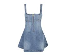 Self Portrait - Minivestido Vaquero Acampanado con Logo - Dresses - Mujer - Azul - S -