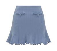 Self Portrait- Pearl Trim Knit Mini Skirt- Skirts- Mujer- Azul- S- Pearl Trim Knit Mini Skirt