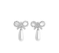 Self Portrait- Pendientes Bow Pearl- Accessories- Mujer- Gris- ONE SIZE- Pendientes Bow Pearl