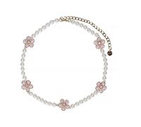 Self Portrait - Pf 26 Gargantilla de Flores de Esmalte y Perlas - Accessories - Mujer - Rosa - ONE SIZE -