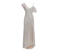 Self Portrait - Vestido Maxi Drapeado con Volantes y Pedrería - Dresses - Mujer - Beige - M -