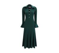 Self Portrait - Vestido Midi de Punto con Abertura de Cerradura - Dresses - Mujer - Verde - S -