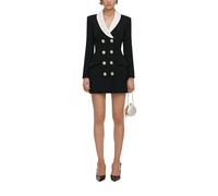 Self Portrait - Vestido Mini Cruzado con Cuello en Contraste - Dresses - Mujer - Negro - S -