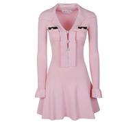 Self Portrait - Vestido Mini de Punto de Viscosa con Lazada - Dresses - Mujer - Rosa - S -