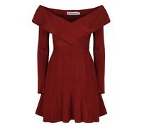 Self Portrait- Vestido Mini de Viscosa de Punto- Dresses- Mujer- Rojo- M- Vestido Mini de Viscosa de Punto