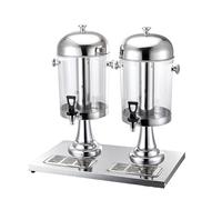 Self-Service Drinks Machine, 8L/16L Beverage Dispensing Machine, Built-in Stainless Steel Ice Column for Hot and Cold, Heat-resistant Handle Design, For Hotel Banquets(Silver,2 heads)