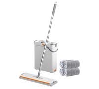 Self Twisting Bucket, Household Floor Mop, Deep Cleaning Tool with Squeegee, Flat Dust Washer, Mopping Equipment with Sl uild, Global Sanitizing Set for Kitchen and Bathroom 34x12x41cm
