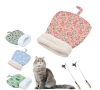 Self-Warming Pet Bed for Cats & Small Dogs - Cozy Handwoven Cave Bed with Thermal Material,Portable Sleeping Pad (Pink, Large)