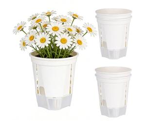 Self Watering Plant Pots - Indoor Flower Planter Set | Automatic Irrigation Container System, Modern Decorative Indoor Gardening Pots Collection, Efficient Moisture Control Design Promote Healthy Root