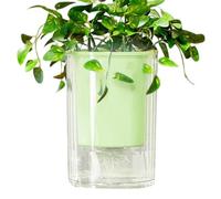 Self Watering Planter, Double Layer Plant Pot, Desktop Flower Container Set, Home Office Balcony Gardening Use, Indoor Plant Moisture Control Pot, Living Room Bedroom Decor Grow Kit 3.94x2.76 Inches