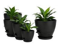 Self Watering Pots - Bottom Watering Pots, 5 Pieces Cacti Orchids Containers with Saucers and Reservoir, Flexible Spatial Design, Ideal for Indoor Plants Outdoor Garden Yard Backyard Home