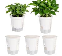 Self Watering Pots For Indoor Plants, 5 Piece Orchid Planter with Drainage Hole, Self-Watering Pot For Indoor Plants, with A Deep Water Reservoir and High Drainage Holes