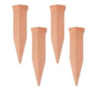 Self Watering Spikes, 4-Piece Terracotta Plant Drippers, Automatic Slow-Release Irrigation Inserts, for Houseplants, Flower Beds, Grass, Greenhouse, and Vacation Care