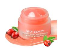 SelfBeauty - Máscara de labios con colágeno y escaramujo, bálsamo labial vegano, hidratante de labios, tratamiento de labios hidratante durante la noche con péptido de colágeno, exfoliante labial