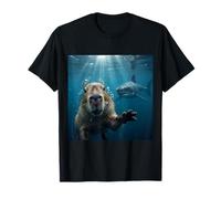 Selfie Capibara Bajo el Agua Escena Tranquila Ilustración Camiseta