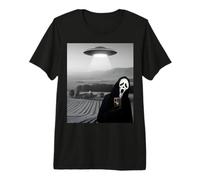 Selfie de Fantasma de Terror de Cara aterradora Linda con Extraterrestre OVNI Divertido Camiseta Premium