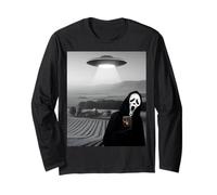 Selfie de Fantasma de Terror de Cara aterradora Linda con Extraterrestre OVNI Divertido Manga Larga