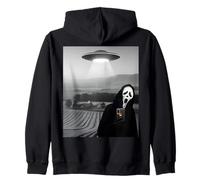 Selfie de Fantasma de Terror de Cara aterradora Linda con Extraterrestre OVNI Divertido Sudadera con Capucha