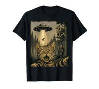 Selfie de gato con OVNI y Griffin Vintage Alien Style Camiseta