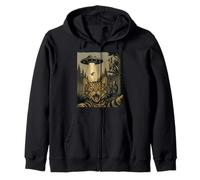 Selfie de gato con OVNI y Griffin Vintage Alien Style Sudadera con Capucha