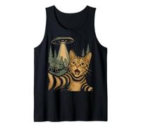 Selfie de gato con ovni y palomas de control remoto Meme de ciencia ficción Camiseta sin Mangas