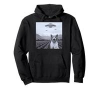 Selfie de gato divertido con ovnis - Humor de abducción alienígena Sudadera con Capucha
