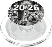 Selfie de Gato en Nueva York Feliz Año Nuevo 2026 Ball Drop PopSockets PopGrip para MagSafe