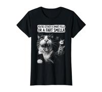 Selfie de Gato Eres un Tipo Inteligente o un Olor a Pedo Camiseta gráfica económica, Mujer, Negro, L