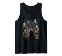 Selfie Perro Doberman Fantasmas Bosque embrujado Halloween Camiseta sin Mangas