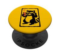Selfie Retro Block Raccoon con Smartphone PopSockets PopGrip Adhesivo