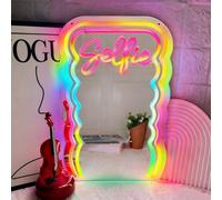 Selfie RGB Espejo de señal de neón Decoración del hogar Iluminación de arte de pared para la boda Dormitorio Sala de estar Vestidor Decoraciones de fiesta Alimentado por USB